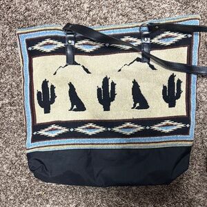 Southwestern Patterned Tote Bag - Black and Cream